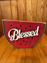 Handcrafted Rustic Wood Watermelon Slice “Blessed”