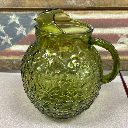 Anchor Hocking Green Crinkle Pitcher